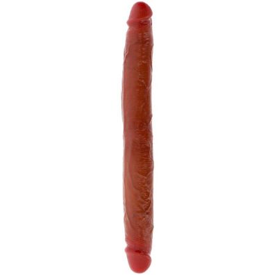 GET Real Doppelender-Silikondildo mit beweglicher Vorhaut 35 cm Karamell