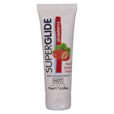 HOT Superglide Essbares Gleitmittel auf Wasserbasis Erdbeere 75 ml