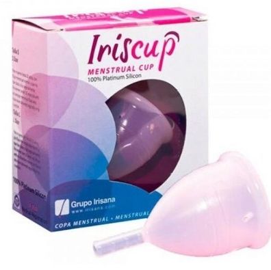 Iriscup Menstruationstasse groß rosa mit Sterilisatorbeutel