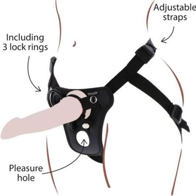 GET Real Strap-on-Geschirr mit 3 Silikonringen schwarz