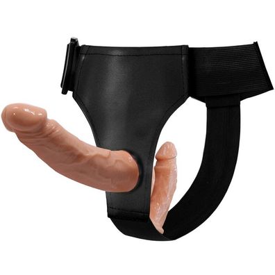 Baile Harness Collection Doppeldildo mit Geschirr und Rippenstruktur