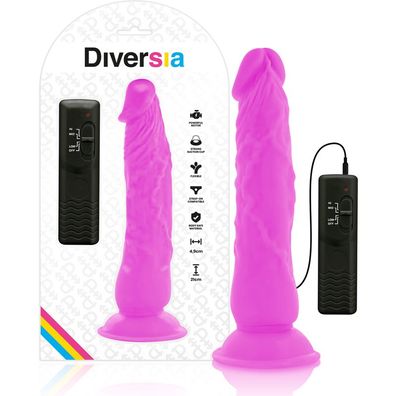 Diversia Flexibler Vibrator-Dildo Lila 21 cm Länge 4,9 cm Durchmesser
