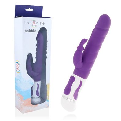 Intense High Tech Bobble Vibrator Rotator mit Klitorisstimulator Lila Silikon