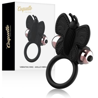 Coquette Toys Chic Desire Cockring mit Vibrator Schmetterling Schwarz/Gold