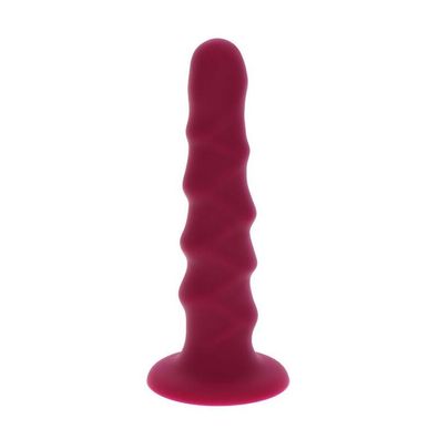 GET Real Silikon-Dildo Ribbed Dong 12 cm rot mit Saugnapf