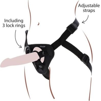 GET Real Strap-on-Gurt schwarz mit 3 Silikonringen