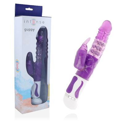 Intense High Tech Guppy Vibrator mit Klitorisreizer und Rotator lila