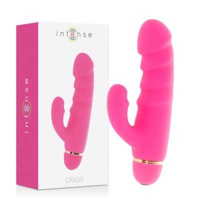 Intense High Tech Krases Vibrator mit Klitorisreizer, 20 Modi, Silikon, rosa