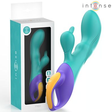 Intense High Tech Rabbit-Vibrator Fred mit Klitorisreizern Blau