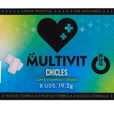 WUG GUM Multivit Kaugummi 8 Vitamine+Chrom, tropischer Geschmack, 8 Stück