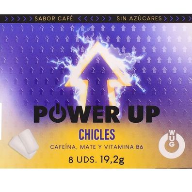 WUG GUM Power Up Energiekaugummi mit Koffein und Mate, 8 Stück