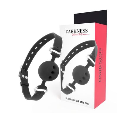 Darkness Bondage Silikon-Knebel mit Lederriemen schwarz