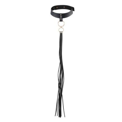 Bijoux Maze Quasten-Choker Schwarz – Bondage-Halskette mit Peitsche