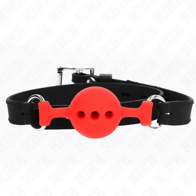 Kink Collar &amp; GAG Silikon-Knebel mit Kugel rot S verstellbar
