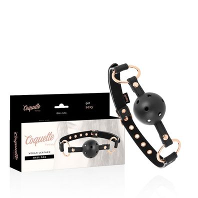 Coquette Fantasy Ballgag aus veganem Leder mit Atemlöchern