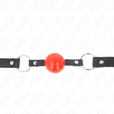 Kink Collar &amp; GAG Ballknebel mit Schloss, roter Ball, schwarzer Gurt
