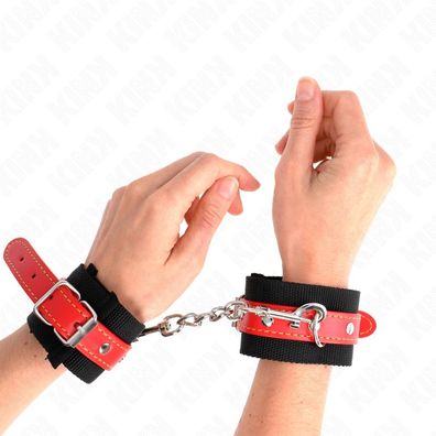 Kink Handgelenkfessel Nylon, Kunstleder rot-schwarz, verstellbar