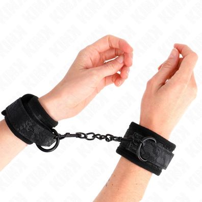 Kink Wrist Restraint Neopren-Handgelenkmanschetten Dark Lace Cuffs Schwarz