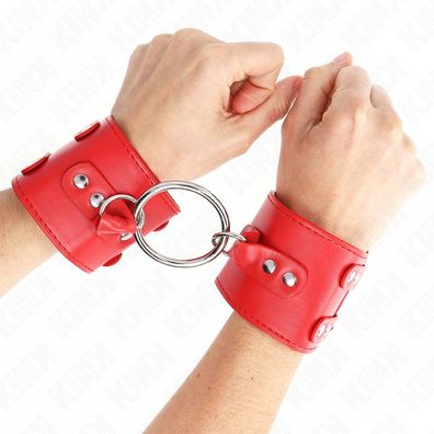 Kink Wrist Restraint verstellbare Handgelenkfesseln mit Ring und Nieten rot