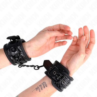 Kink Wrist Restraint Handgelenkfessel mit Rautenmuster, Schwarz, verstellbar