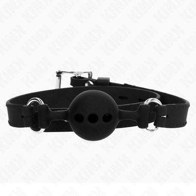 Kink Collar &amp; GAG Vollsilikon-Knebel mit Kugel, schwarz