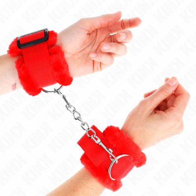 Kink Wrist Restraint Pelzgefütterte Handgelenkfesseln rot verstellbar