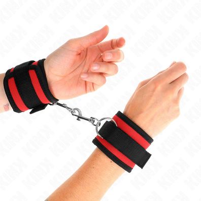 Kink Wrist Restraint, Nylon-Handfesseln, Klettverschluss, rot-schwarz