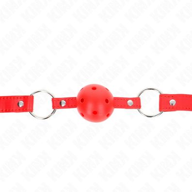 Kink Collar &amp; GAG Ballknebel mit Doppelniet und verstellbarem Riemen rot