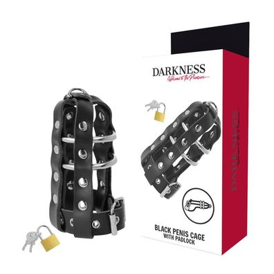 Darkness Bondage Keuschheitskäfig aus veganem Leder mit Schloss