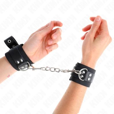 Kink Wrist Restraint Nylon-Handgelenkfesseln mit Ledergurten schwarz verstellbar