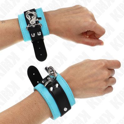 Kink Wrist Restraint abschließbare Handgelenkfesseln Schwarz/Blau verstellbar