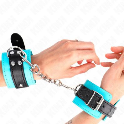 Kink Wrist Restraint Haken-Handfesseln blau mit Pelzfütterung verstellbar