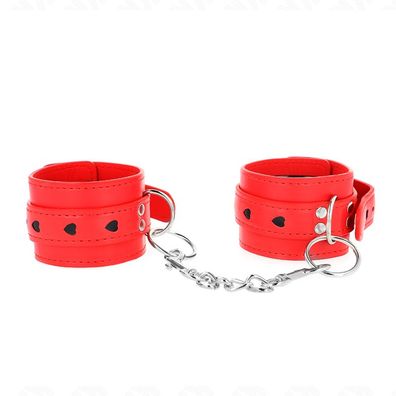 Kink Wrist Restraint rote Handgelenksfesseln mit schwarzer Herzeinlage