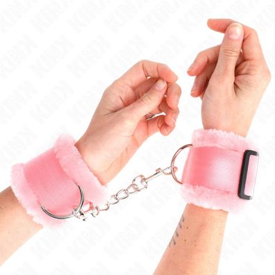 Kink Wrist Restraint Pelzgefütterte Handgelenkfesseln Rosa Verstellbar