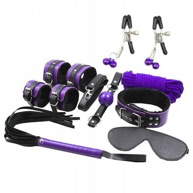 Secretplay 100% Fetish BDSM-Set 8-teilig in Purble / Black