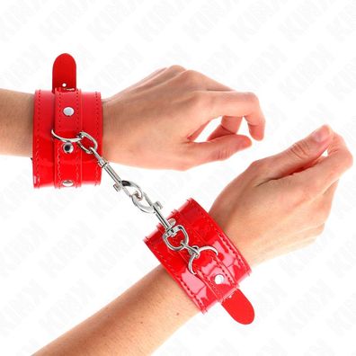 Kink Wrist Restraint glänzende Handmanschetten rot verstellbar