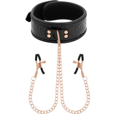 Begme Black Edition Halsband mit Nippelklemmen aus Neopren
