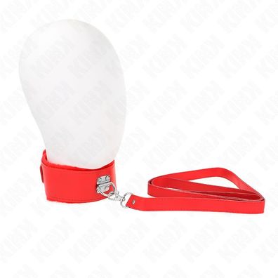 Kink Collar &amp; GAG Halskette mit Leine rot mit silbernen Nieten
