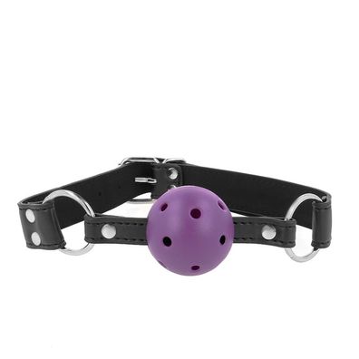 Kink Collar &amp; GAG Ballknebel mit Doppelniet und verstellbarem Riemen Lila