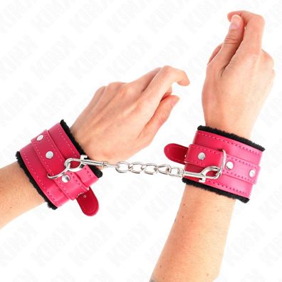 Kink Wrist Restraint Pelzgefütterte Handgelenkfesseln mit Gürtel Schwarz