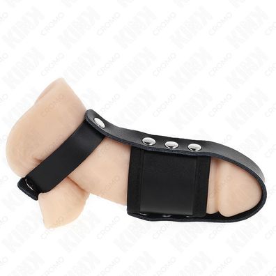 Kink Ring Power Peniskäfigring aus Leder mit verstellbarem Hockentrennergurt