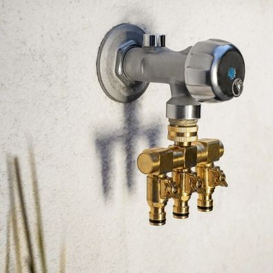 3 Wege Wasserverteiler Gartenhahn 4 Anschlüsse