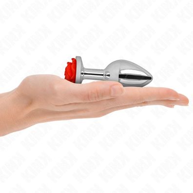 Kink Pleasure Plugs Analplug mit Rosen-Verzierung rot M