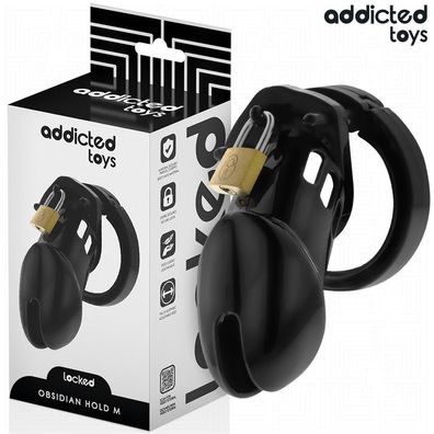 Addicted Toys Locked Peniskäfig Obsidian Hold Größe M mit 5 Ringen