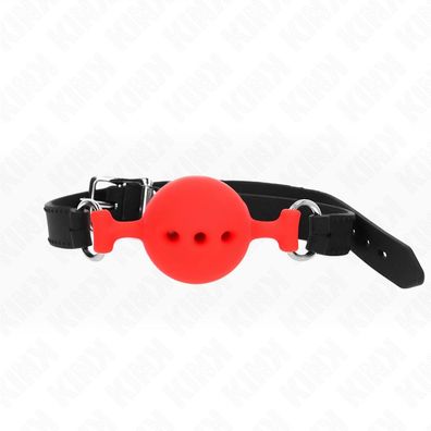 Kink Collar &amp; GAG Vollsilikon-Knebel mit Kugel Rot