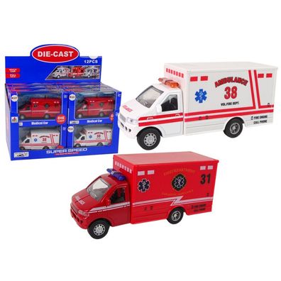 Lean Toys Krankenwagen Rettungsfahrzeug Friktionsantrieb 2 Farben