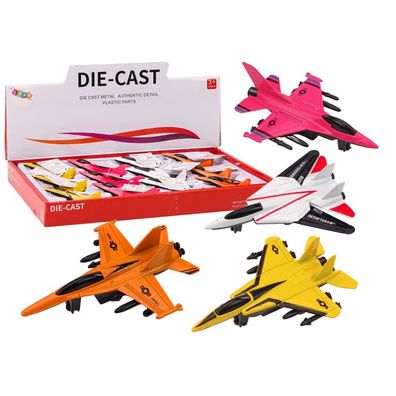 LeanToys Metallischer Jagdjet mit Friktionsantrieb Spielzeugflugzeug