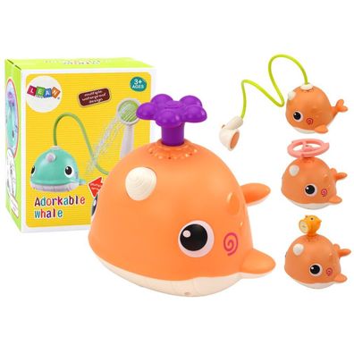 LeanToys Badespielzeug Wal mit 3 Aufsätzen Orange