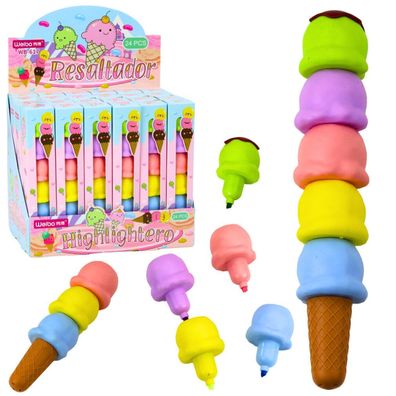 Eistüte Eiskugeln Textmarker 5 Pastellfarben 18cm