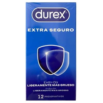 Durex Extra Seguro Kondome 12 Stück, dicker Latex, Nennbreite 56 mm